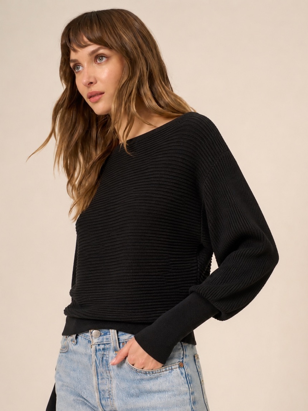Aritzia Babaton Orion Ribbed Dolman Sleeve Sweater Size Small